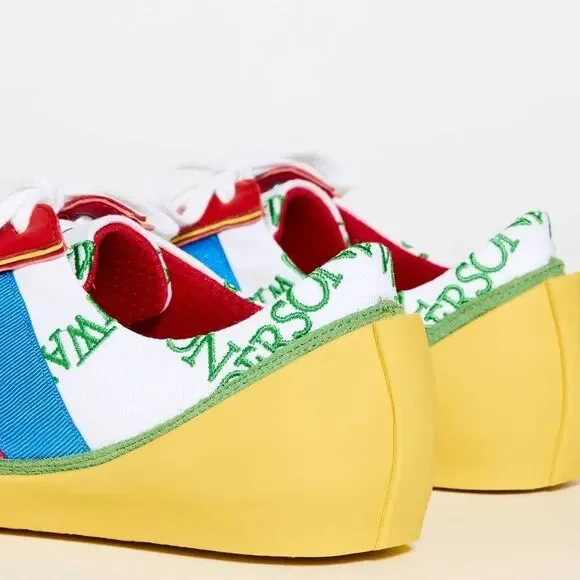 JW Anderson LaceUp Bubble Sneaker Suede Yellow-Canvas, New, Size 39